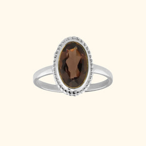 Vintage Luna Smoky Quartz ring silver